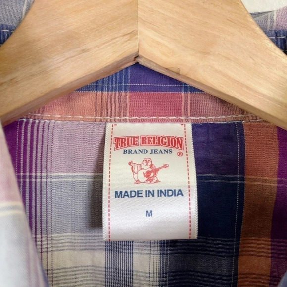 True Religion Plaid Men's Long Sleeve Snap Button Western Shirt - Picture 10 of 16